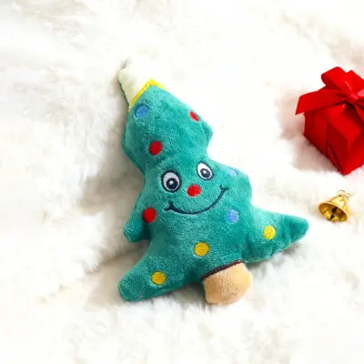 Božično drevo igrača za pse - Plišasta igrača za žvečenje s piskalom