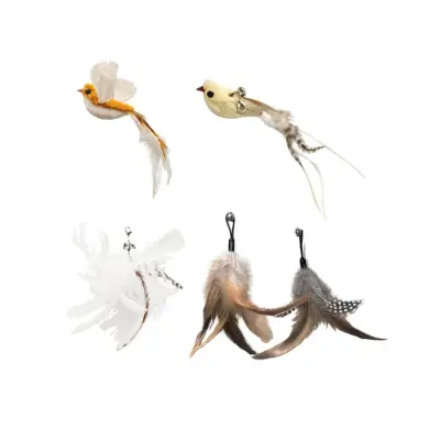 Interaktivni Set Igrač za Mačke: 2 Ptičji Dražilki & 3 Nadomestni Peresi (5-delni Set)