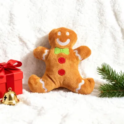 Božična igrača za hišne ljubljenčke - Plišasta igrača v obliki medenjaka