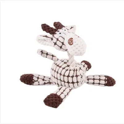 Bež Plišasta Igrača za Pse s Piskalom - Za Žvečenje, Rast Zob in Čiščenje Zob