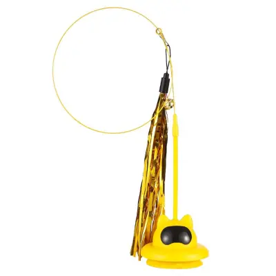 Igrača za mačke s priseskom - interaktivna igrača s perjem in močnim priseskom Yellow