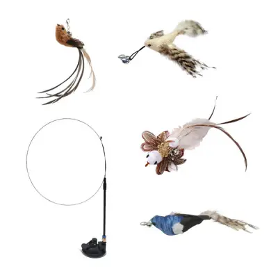 Interaktivni Set Igrač za Mačke s Sesalnim Pokalom in Zamenljivimi Perjanicami