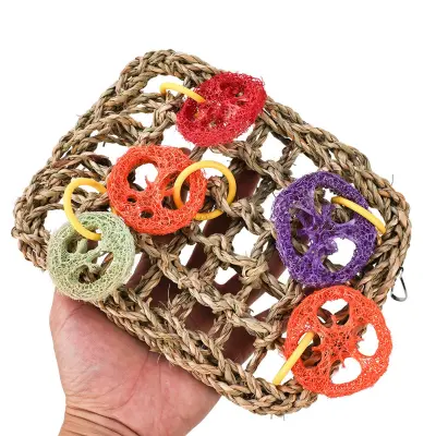 Naravna trava tkana plezalna mreža pravokotna - igrača za žvečenje papige