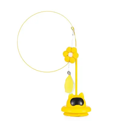 UFO sesalni nastavek s perjem - interaktivna igrača za mačke za samostojno igro Yellow