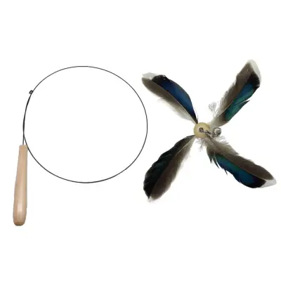 Barvita igrača za mačke z vetrnico in perjem - interaktivna igrača za mačke