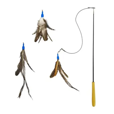 Interaktivna palica za mačke s 3 zamenljivimi perjanicami