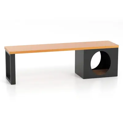 Kovinska vrtna klop s hišico za mačke Klop za vrt