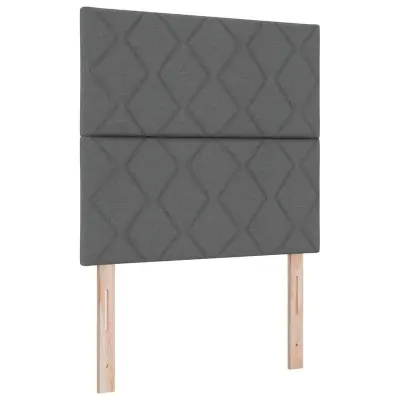 vidaXL Postelja z vzmetnico z vzglavjem Temno siva 90 x 200 cm blago