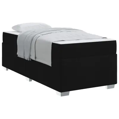 vidaXL Konstrukcija postelje z vzmetnico Črna 90 x 200 cm blago