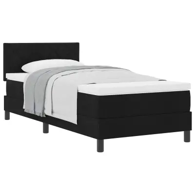 vidaXL Postelja z vzmetnico z vzmetnico Črna 90 x 190 cm blago