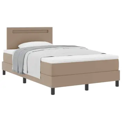 vidaXL Postelja z vzmetnico Kapučino 120 x 200 cm Umetna koža