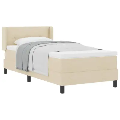 vidaXL Postelja boxspring z vzmetnico z vzmetnico krema 100 x 200 cm