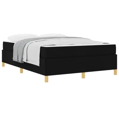 vidaXL Konstrukcija postelje z vzmetnico Črna 160 x 200 cm blago
