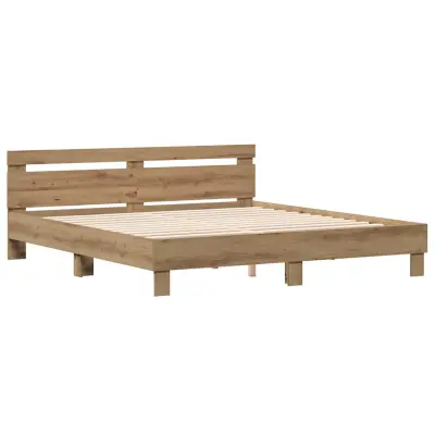 vidaXL Posteljni okvir Umetni hrast 180 x 200 cm Konstruiran les