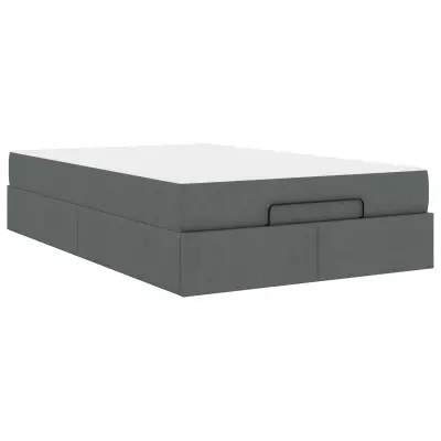 vidaXL Posteljni okvir z vzmetnico z vzmetnico 2 pcs Dim Siva blago