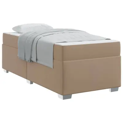 vidaXL Konstrukcija postelje z vzmetnico Kapučino 100 x 200 cm blago