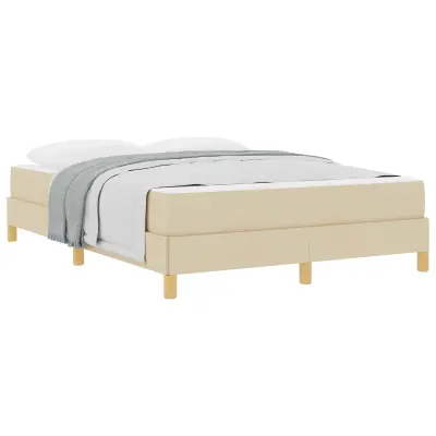vidaXL Postelja z vzmetnico z vzmetnico krema 140 x 190 cm blago