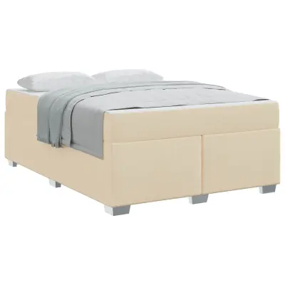 vidaXL Konstrukcija postelje z vzmetnico krema 140 x 200 cm blago