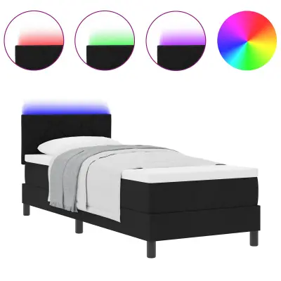 vidaXL Postelja z vzmetnico z vzmetnico Črna 80 x 200 cm blago