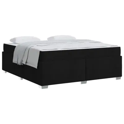 vidaXL Konstrukcija postelje z vzmetnico Črna 180 x 200 cm blago