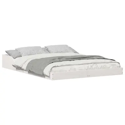 vidaXL Konstrukcija postelje Bela 140 x 190 cm Masivno borovo les