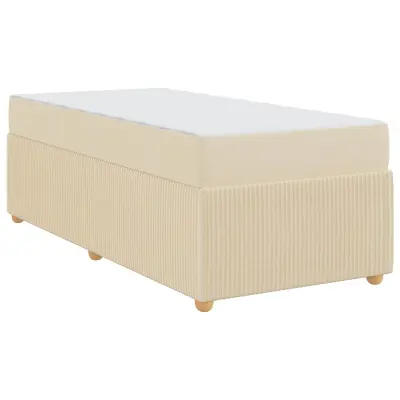 vidaXL Konstrukcija postelje z vzmetnico krema 90 x 200 cm blago