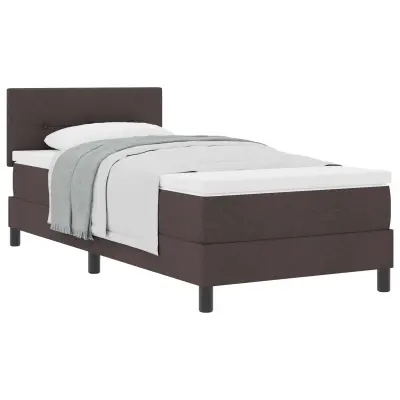 vidaXL Postelja z vzmetnico z vzmetnico Temno rjava 90 x 200 cm blago