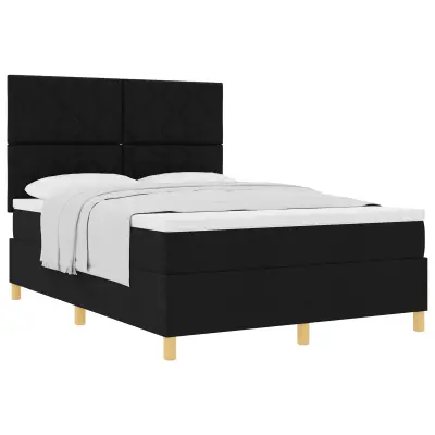 vidaXL Postelja z vzmetnico z vzmetnico Črna 140 x 200 cm blago