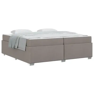 vidaXL Konstrukcija postelje z vzmetnico Taupe 200 x 200 cm blago