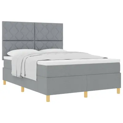 vidaXL Postelja z vzmetnico z vzmetnico Svetlo siva 140 x 200 cm blago