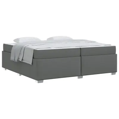 vidaXL Konstrukcija postelje z vzmetnico Temno siva 200 x 200 cm blago