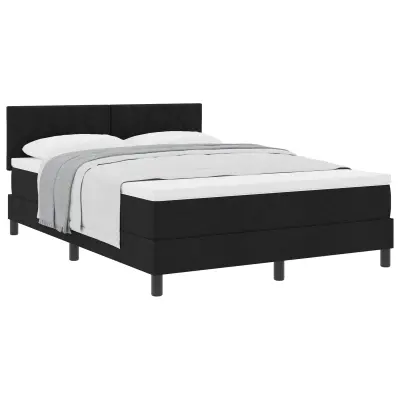 vidaXL Postelja z vzmetnico z vzmetnico Črna 140 x 200 cm blago