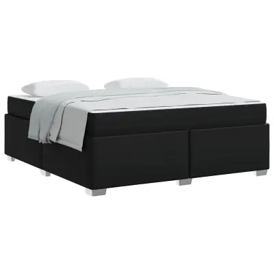 vidaXL Konstrukcija postelje z vzmetnico Črna 180 x 200 cm blago