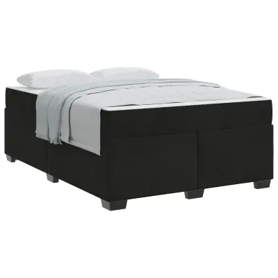 vidaXL Konstrukcija postelje z vzmetnico Črna 160 x 200 cm blago
