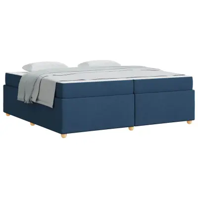 vidaXL Konstrukcija postelje z vzmetnico Modra 200 x 200 cm blago