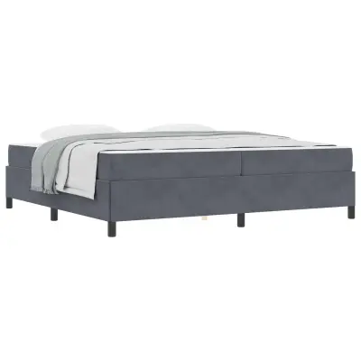 vidaXL Konstrukcija postelje z vzmetnico Temno siva 200 x 200 cm blago