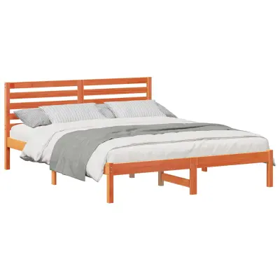 vidaXL Konstrukcija postelje z vzglavjem Voskast rjav 160 x 200 cm