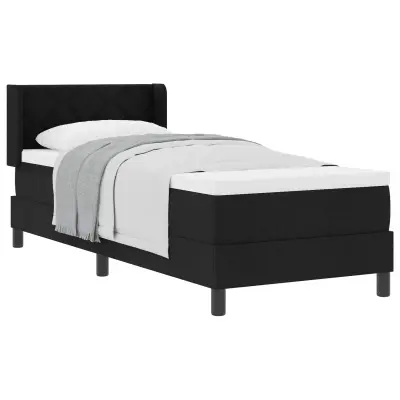 vidaXL Postelja boxspring z vzmetnico z vzmetnico Črna 80 x 200 cm