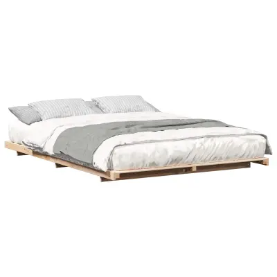 vidaXL Posteljni okvir Rjava 140 x 220 cm Trdna borovina