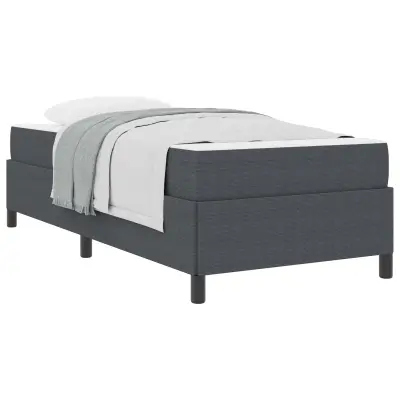 vidaXL Konstrukcija postelje z vzmetnico Temno siva 90 x 200 cm blago