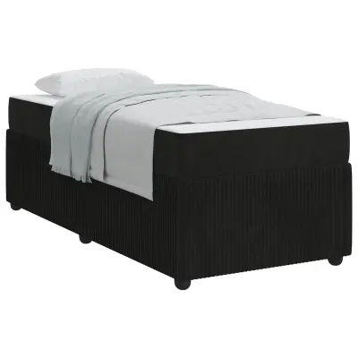 vidaXL Konstrukcija postelje z vzmetnico Črna 100 x 200 cm blago