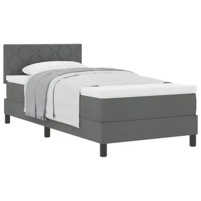 vidaXL Postelja z vzmetnico z vzmetnico Temno siva 90 x 190 cm blago