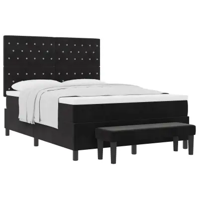 vidaXL Postelja z vzmetnico z vzmetnico Črna 140 x 200 cm Žamet