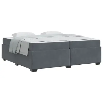 vidaXL Konstrukcija postelje z vzmetnico Temno siva 200 x 200 cm blago