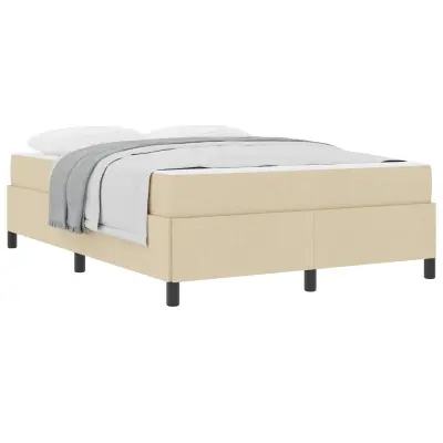 vidaXL Postelja z vzmetnico z vzmetnico krema 140 x 190 cm blago