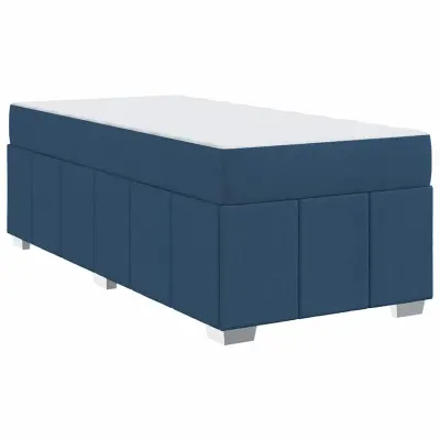 vidaXL Konstrukcija postelje z vzmetnico Modra 120 x 190 cm blago