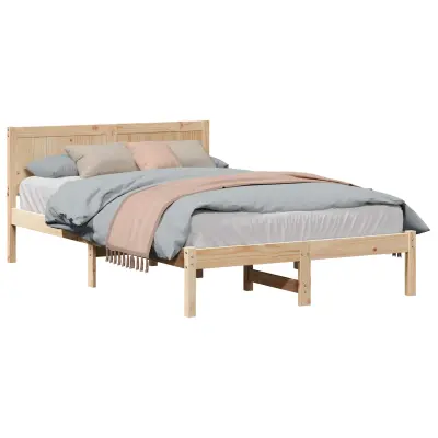 vidaXL Konstrukcija postelje Rjava 135 x 190 cm Trden borov les