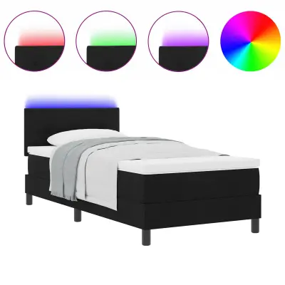 vidaXL Postelja z vzmetnico z vzmetnico Črna 80 x 200 cm blago