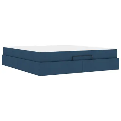 vidaXL Posteljni okvir z vzmetnico z vzmetnico 2 pcs Modra blago