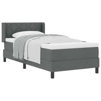 vidaXL Postelja z vzmetnico Temno siva 200 x 90 cm Poliester
